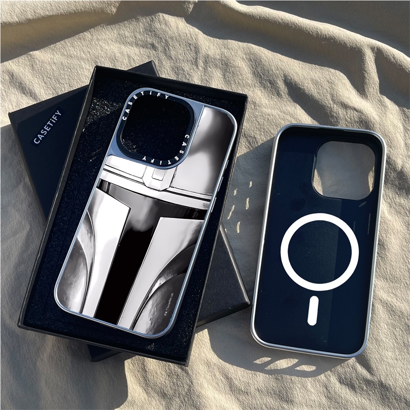 CASETiFY X The Mandalorian Helmet Case suction Matte Black&Sliver Mirror Casing Apple