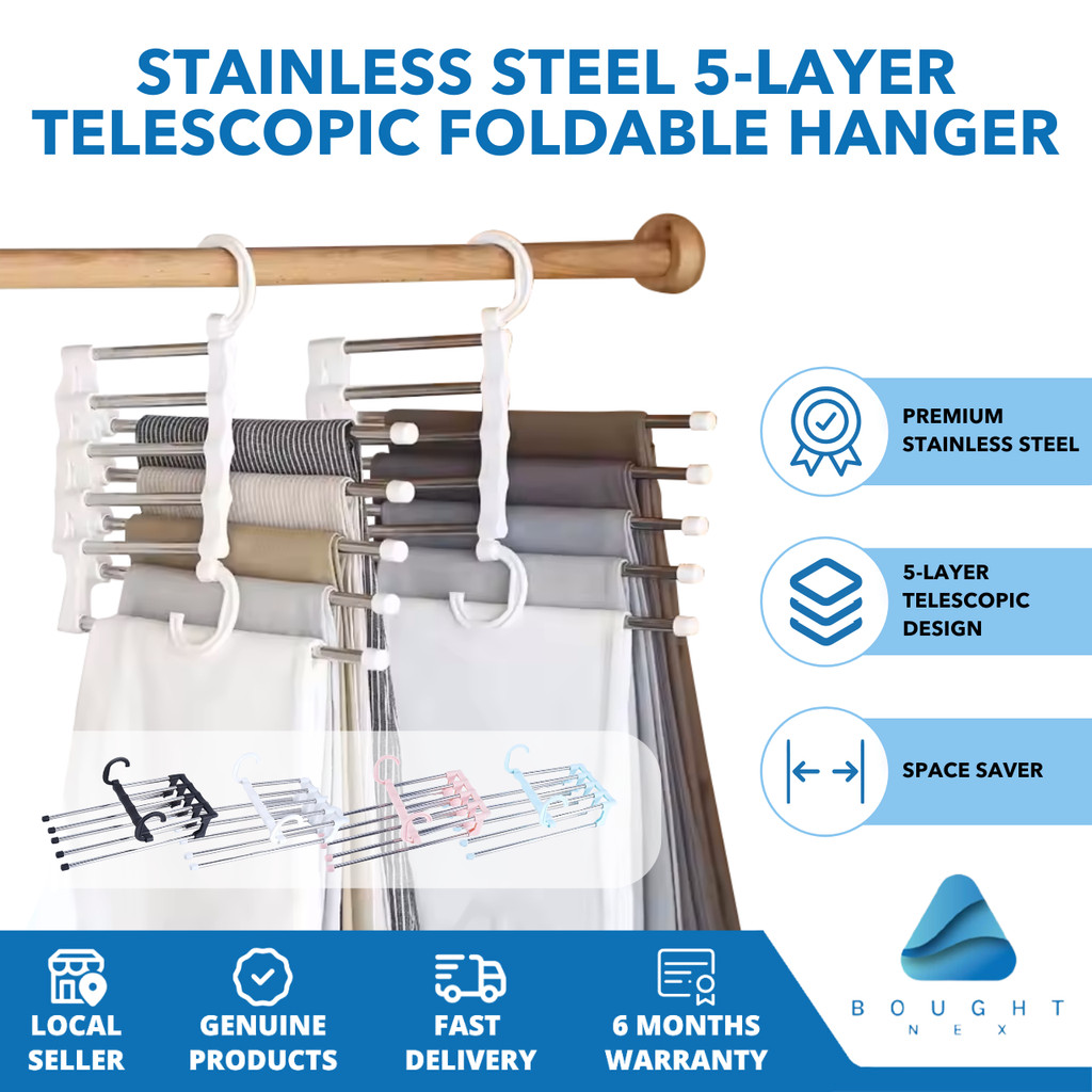 5-Layer Telescopic Foldable Design Hanger Stainless Steel Magic Hanger ...
