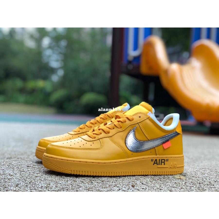 Nike Air Force 1 OW Yellow Off White Sports Training Skateboard