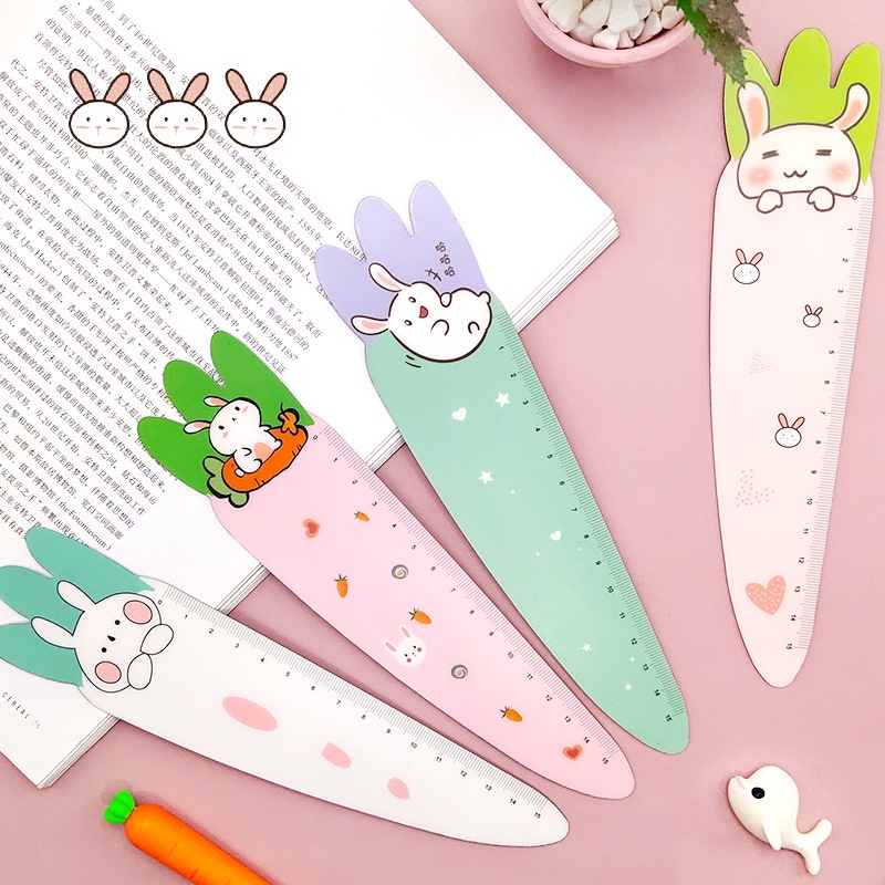 Adorable Rabbit Carrot 15cm Magnetic Soft Ruler Flexible Bendable ...