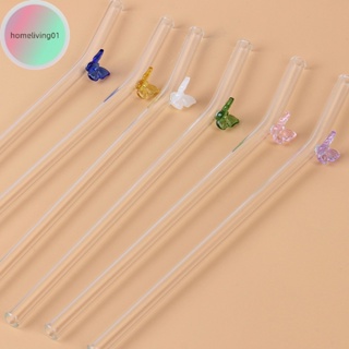 1PC Butterfly Glass Straws Reusable Clear Straws For Smoothies Cocktails  Drinking Bar Tools Drinkware