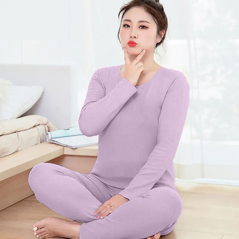 Ready Stock THERMAL WINTER WEAR FOR WOMEN UNDERWEAR -TOP & BOTTOM Solid  Color Black （M-3XL）