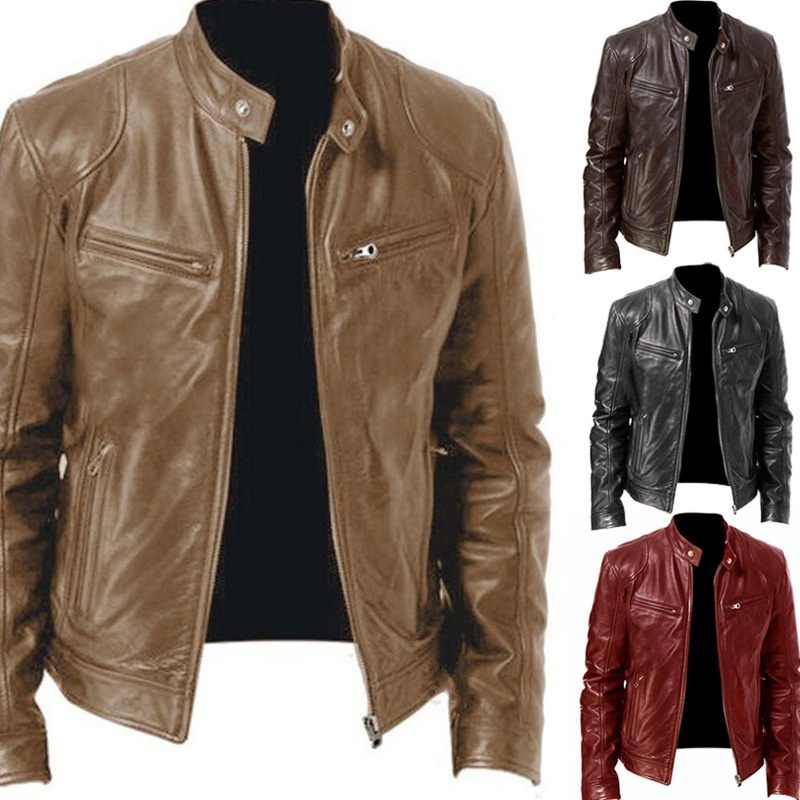 Mens leather sale jacket cognac