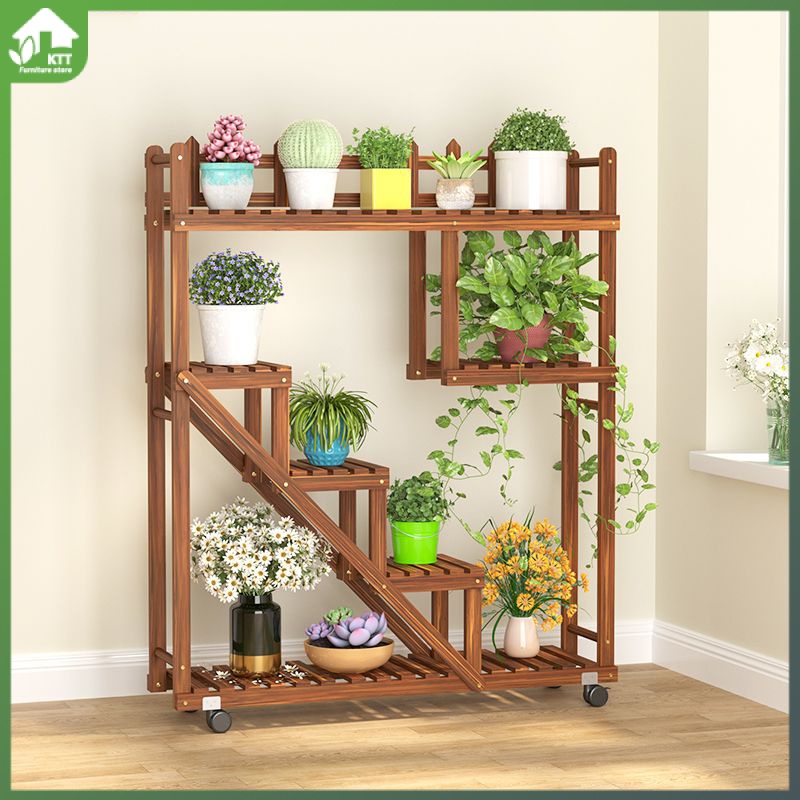 Flower Rack Anti-Corrosion Solid Wood Living Room Balcony Indoor and ...