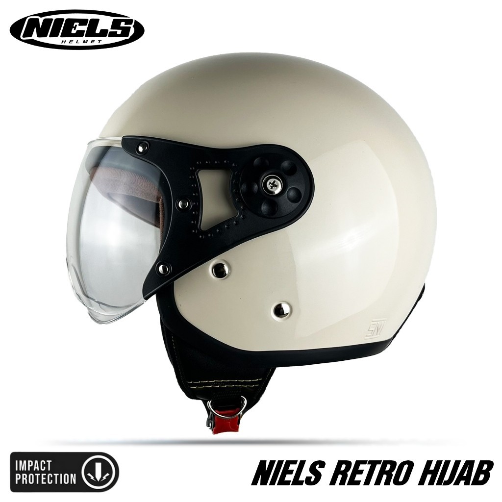 NIELS - Helm Bogo Retro Hijab Dewasa Kaca Pilot SNI Motorcycle Lilac - Gambar 2