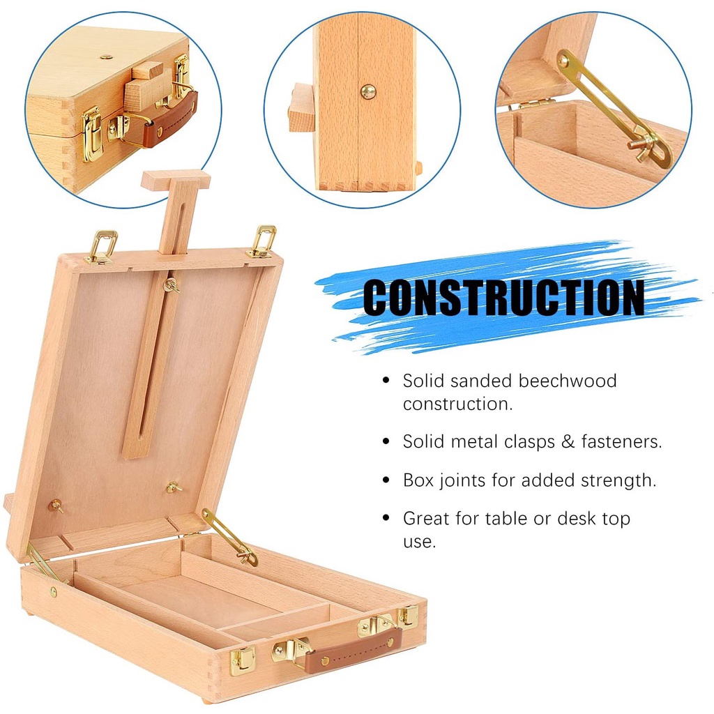 Beechwood Small Adjustable Wood Table Sketch box Easel Portable Wooden ...