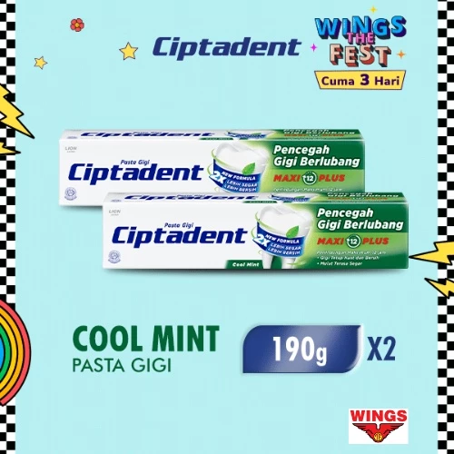 Ciptadent Pasta Gigi Maxi 12 Cool Mint Tube 190 gr x2 - Gambar 3