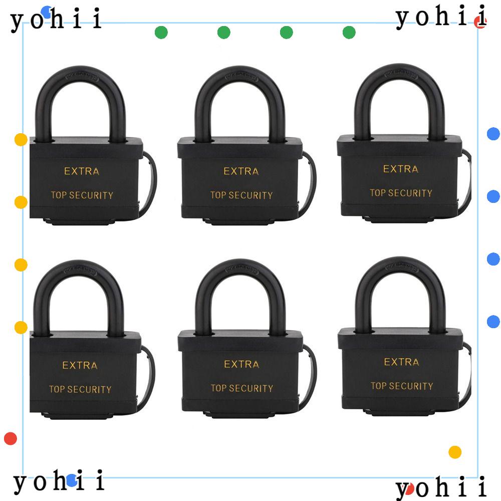 YOHII 6 Pcs Padlocks, Wide Body Laminated Steel Lock, Waterproof Pad Lock Sheds, Storage Unit