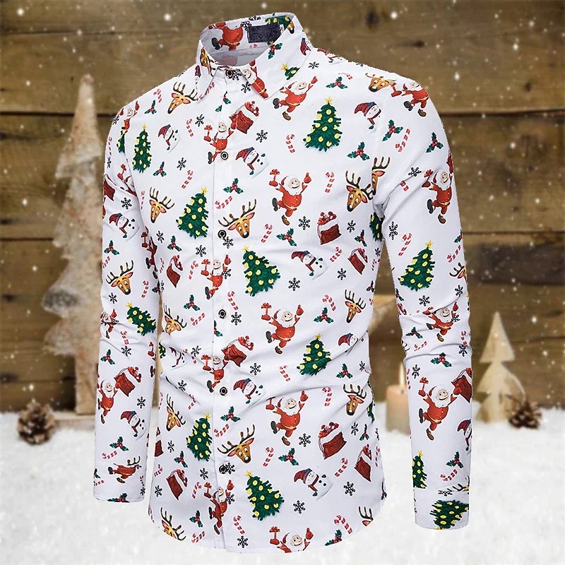 Mens christmas shirts hot sale long sleeve