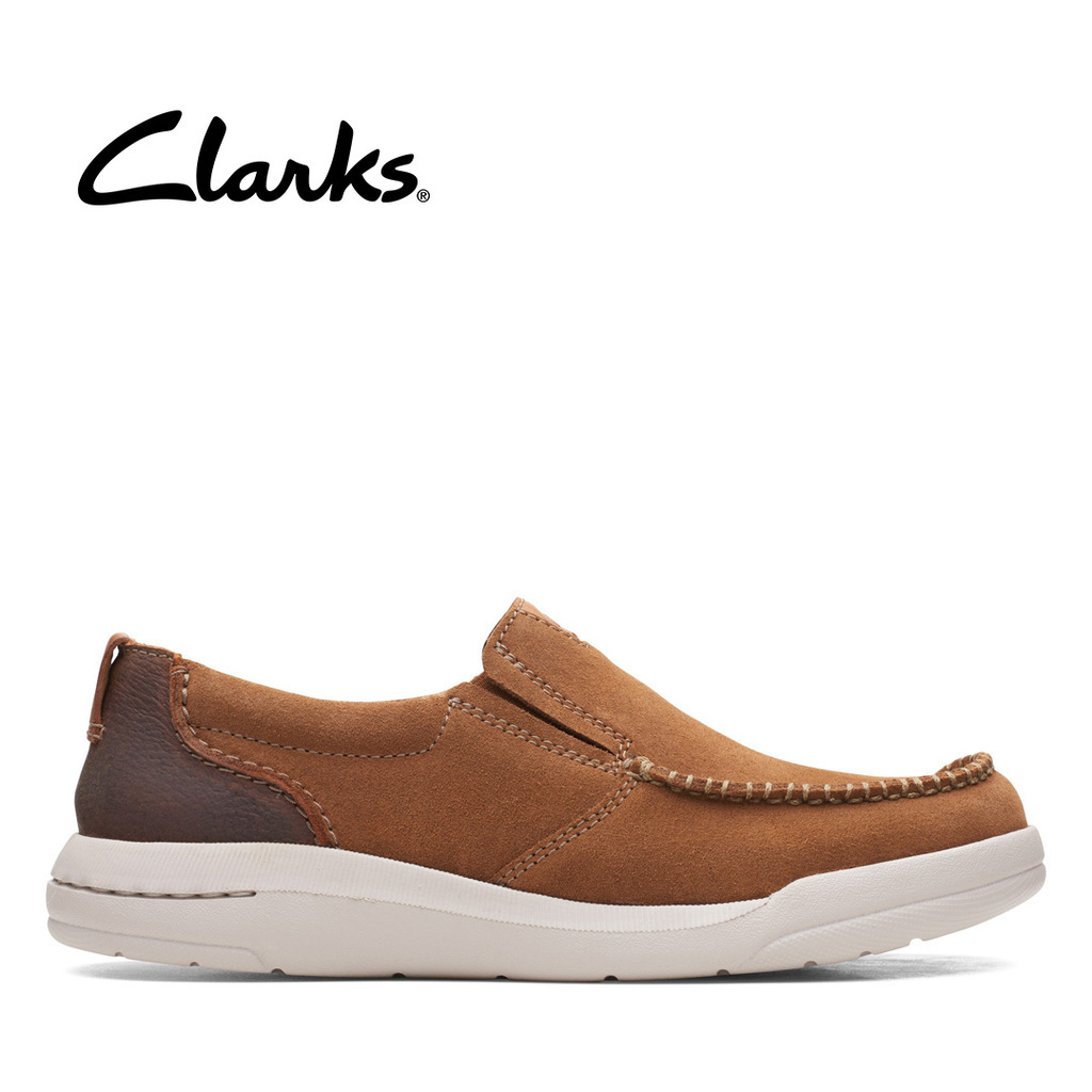 Clarks Mens Driftway Step Shoes Tan Suede Shopee Singapore