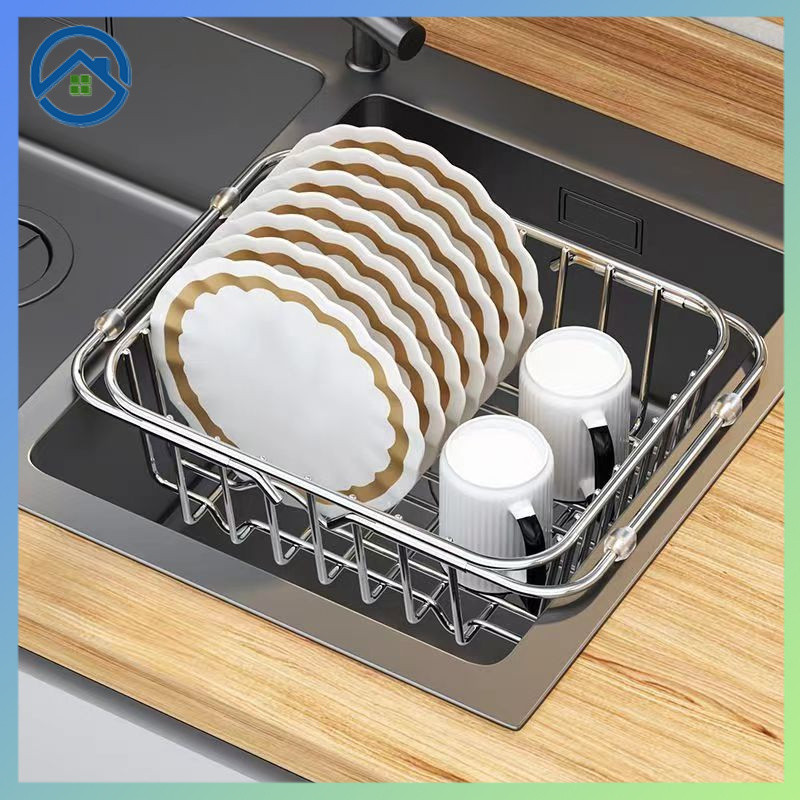 Drainage basket 304 stainless steel retractable drainage rack washbasin ...