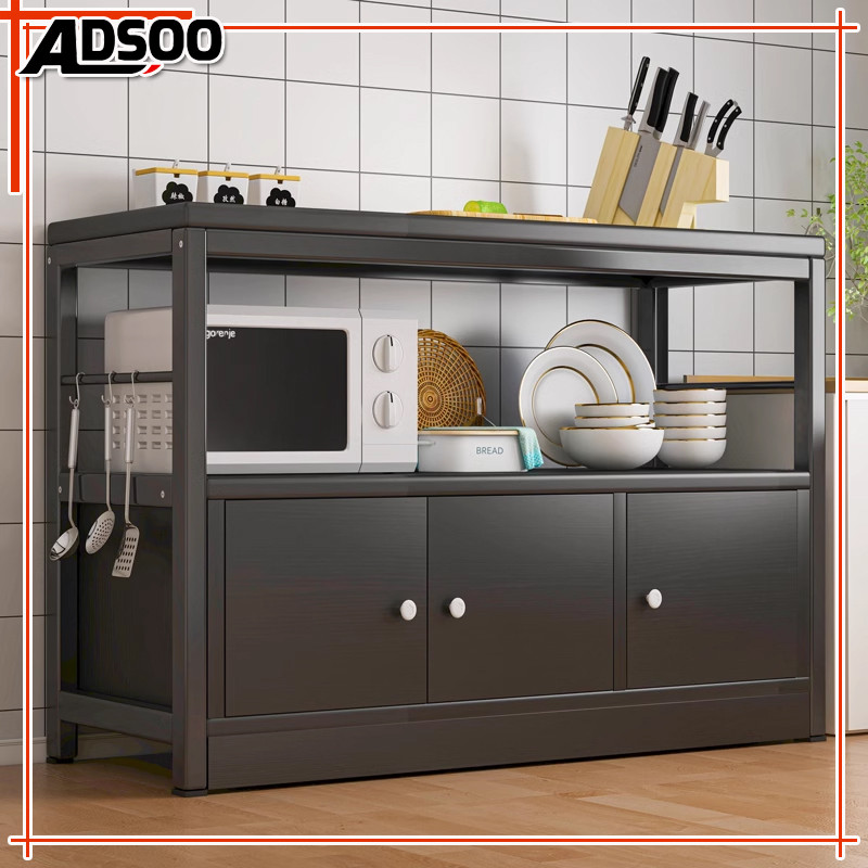 Kitchen Rack Storage Shelf with Door Floor-standing Multifunctional ...