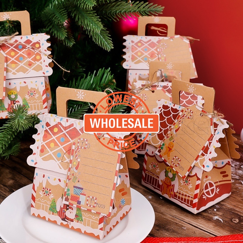 [ Wholesale Prices ]Gingerbread House Craft Paper Box / Foldable
