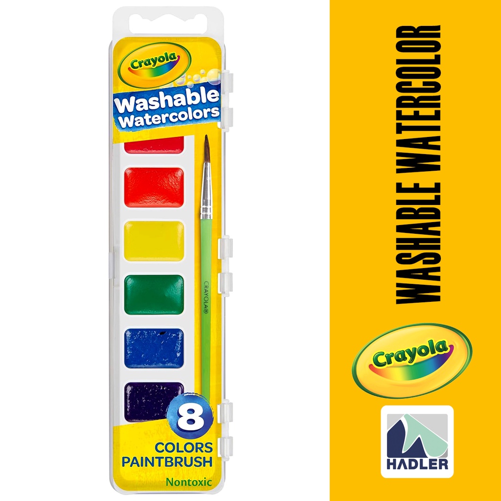 Crayola Acquerelli Lavabili - 8 Colori Assortiti, Pittura Per Bambini, Facile Da Pulire, Ideale Per Scuola E Attività Creative