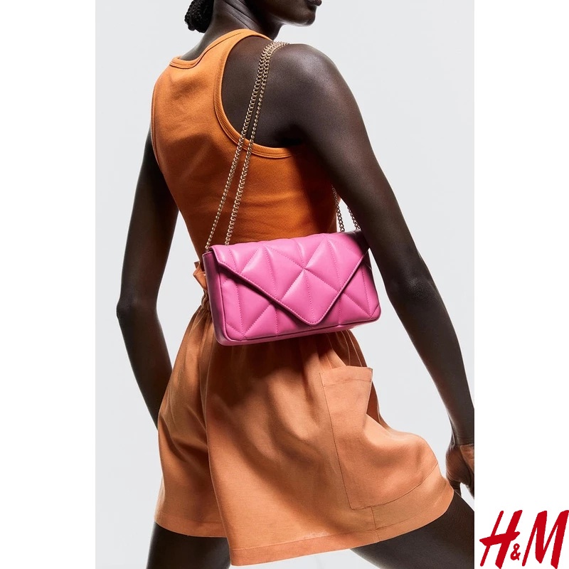 H&M Quilted shoulder bag Pink Medium Shopee Singapore