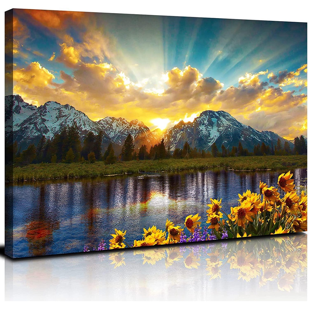 Nature Canvas Wall Art for Living Room Sunflower Landscape Wall Decor ...