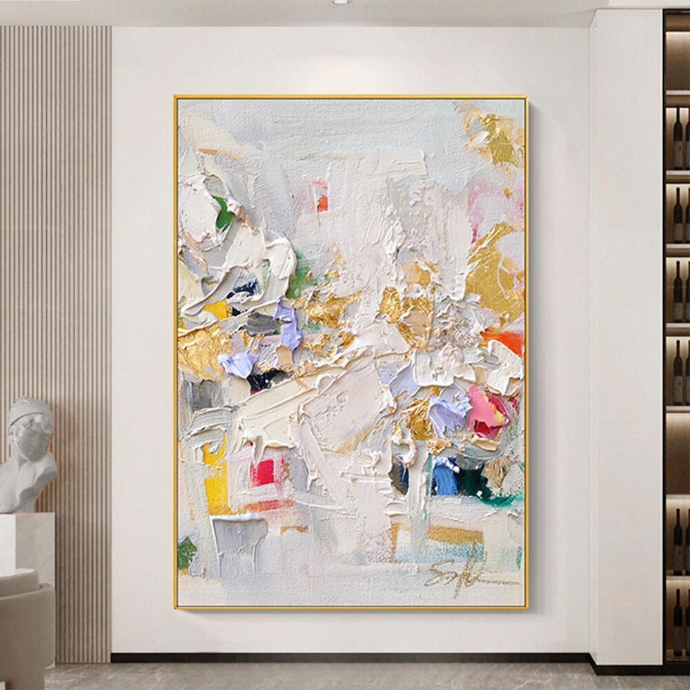 Abstract Oil Painting Modern Wall Art Colourful Thick Texture Oil ...