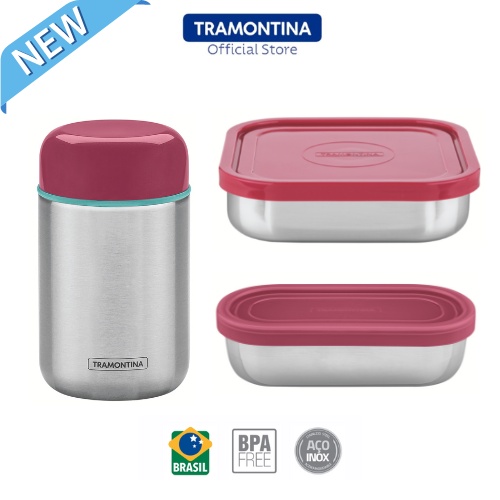 Tramontina By Me Bento Lunch Box/Thermal Food Jar/Food Box Utensil set