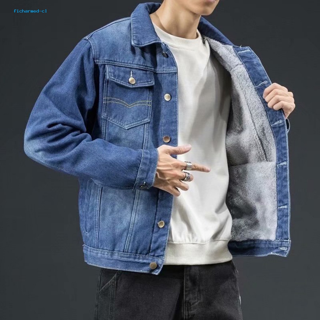 FC Hip hop Style Jacket Hip hop Style Denim Coat Stylish Men s Hip hop Denim Jacket with Fleece Lining Winter Fashion for Southeast Asian Buyers