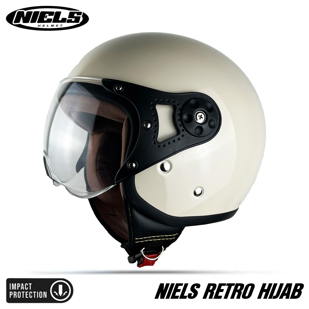 NIELS - Helm Bogo Retro Hijab Dewasa Kaca Pilot SNI Motorcycle Lilac - Gambar 4