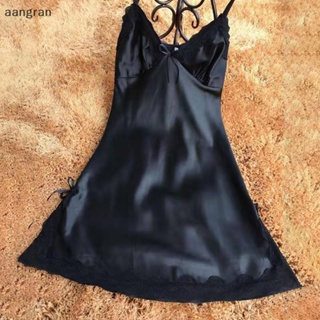 Women Satin Long Nightgowns Silk Lace Sexy Lingerie Sleeveless Deep V  Nightdress Sleepwear