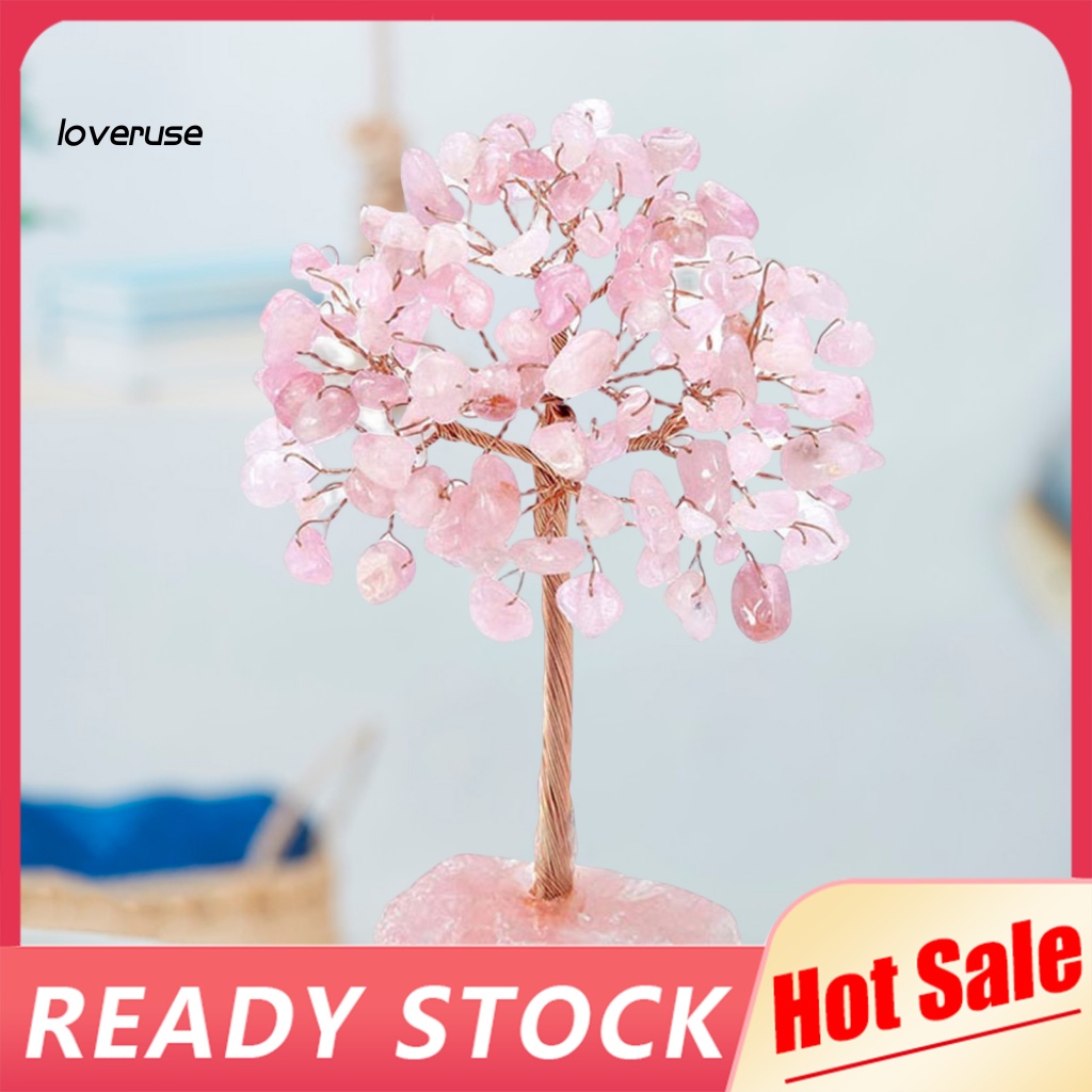 /LO/ Rose Quartz Lucky Tree Good Meaning Handmade Home Decor with Base ...