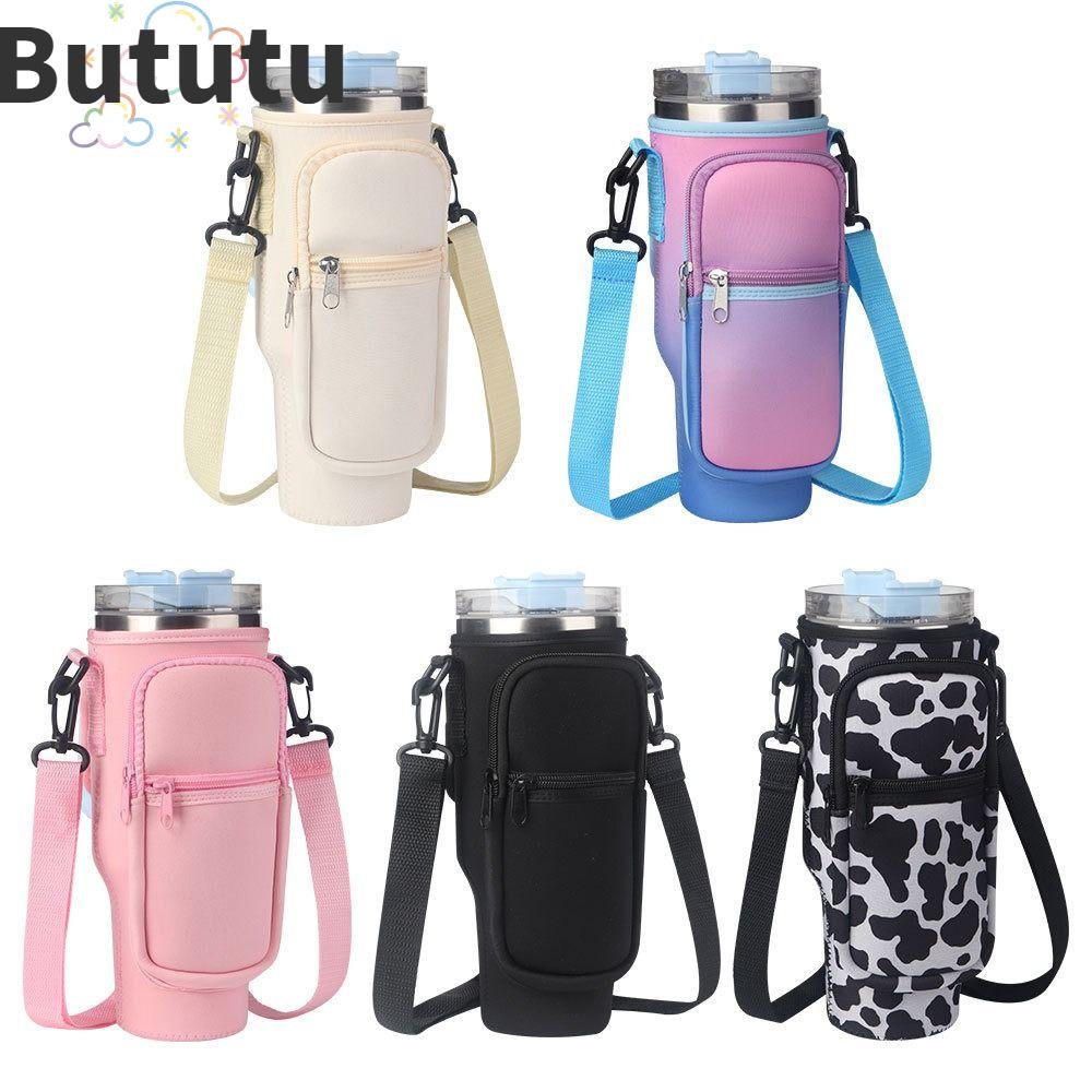 Water Bottle Carrier Bag 40oz Water Bottle Holder Neoprene Water Bottle  Sling Holder with Shoulder Strap & Straw Cover, for Quencher Tumbler with