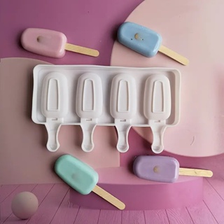 Popsicle Molds, 4 Cavities Homemade Ice Cream Mold Reusable Easy