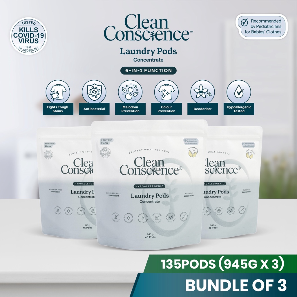 [Bundle of 3] Clean Conscience 6 in 1 Laundry Pods Hypoallergenic