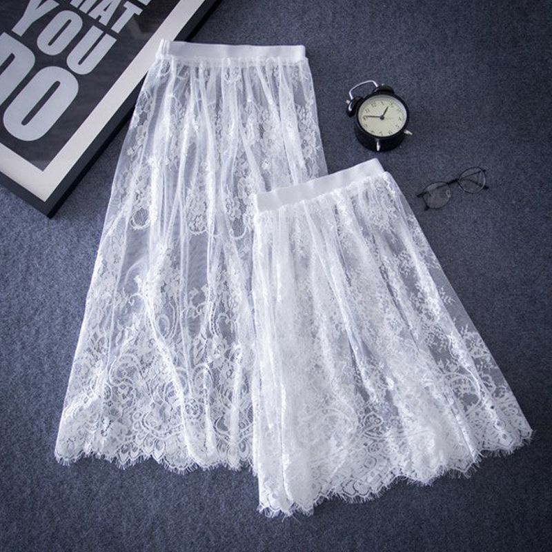 Lace Inner Base Skirt Short Mid-Length Autumn Winter Unlined Gauze Plus ...