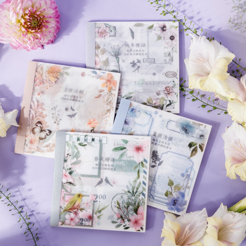 ENWEI 20 Sheets [Writing Flowering Series] Vintage Journal Stickers PET ...
