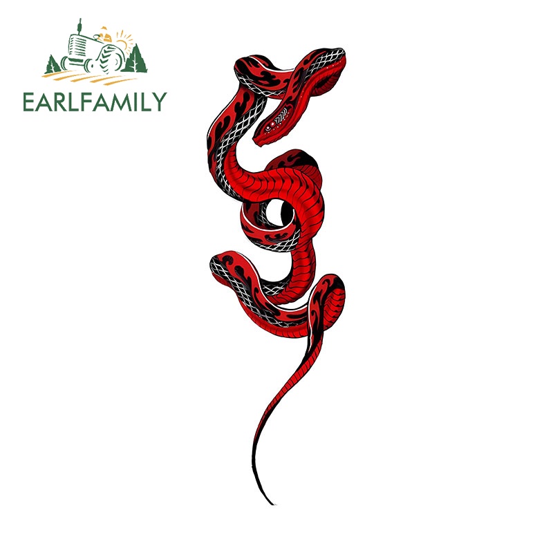 EARLFAMILY 13cm x 4cm Scary Red Snake Car Sticker Waterproof Vinyl Car ...