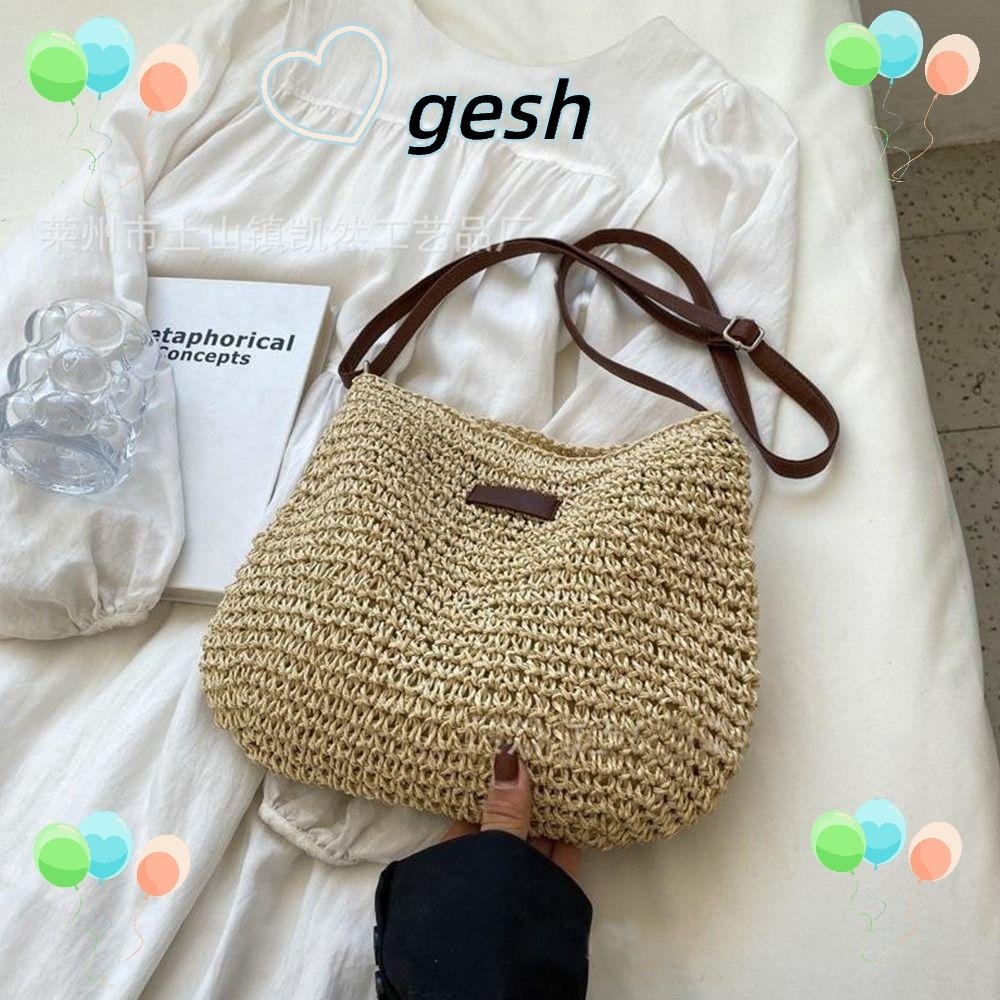 GESH1 Straw Woven Bag Side Handbags Women Straw Knitted Purses Shopee Singapore