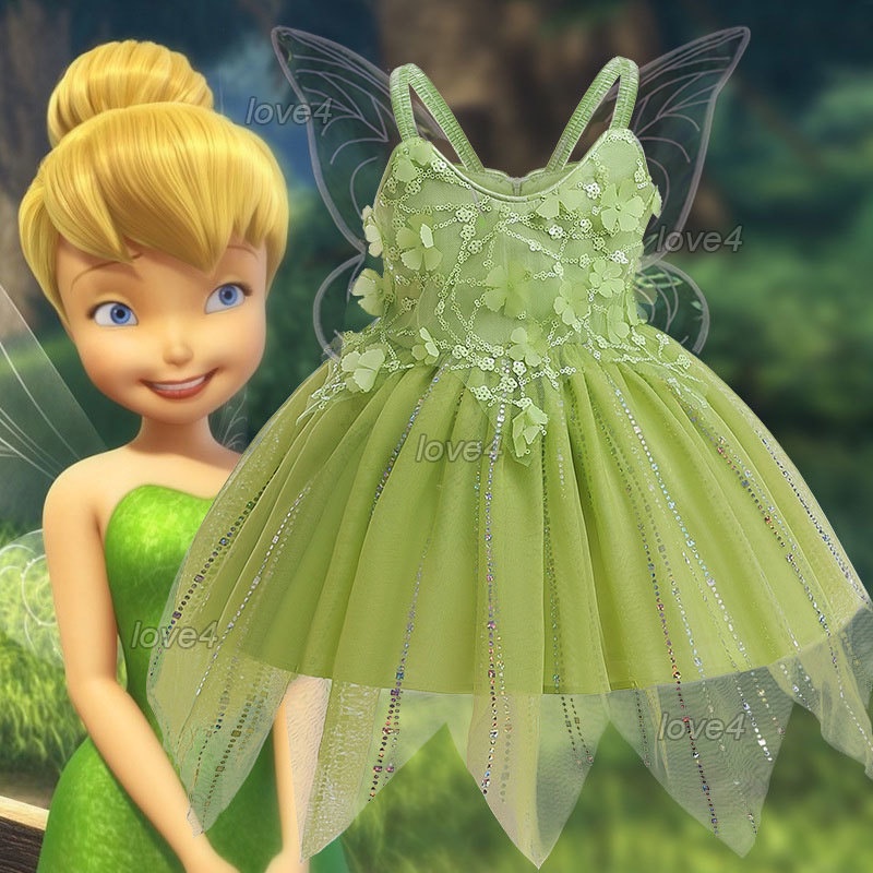 Green Flower Fairy Tinker Bell Dress Elf Cosplay Costume with Butterfly  Wings Sets Children Carnival Tinkerbell Costume for Kids Girl 1-7 Years Old  | Shopee Singapore