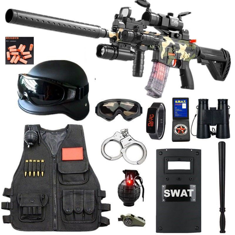Children s little police toy gun set, special forces costume, toy gun