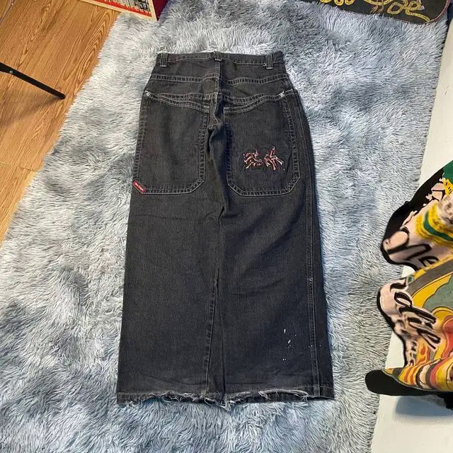 JNCO Jeans Y2K Mens Hip Hop Dice Graphic Embroidered Baggy Jeans