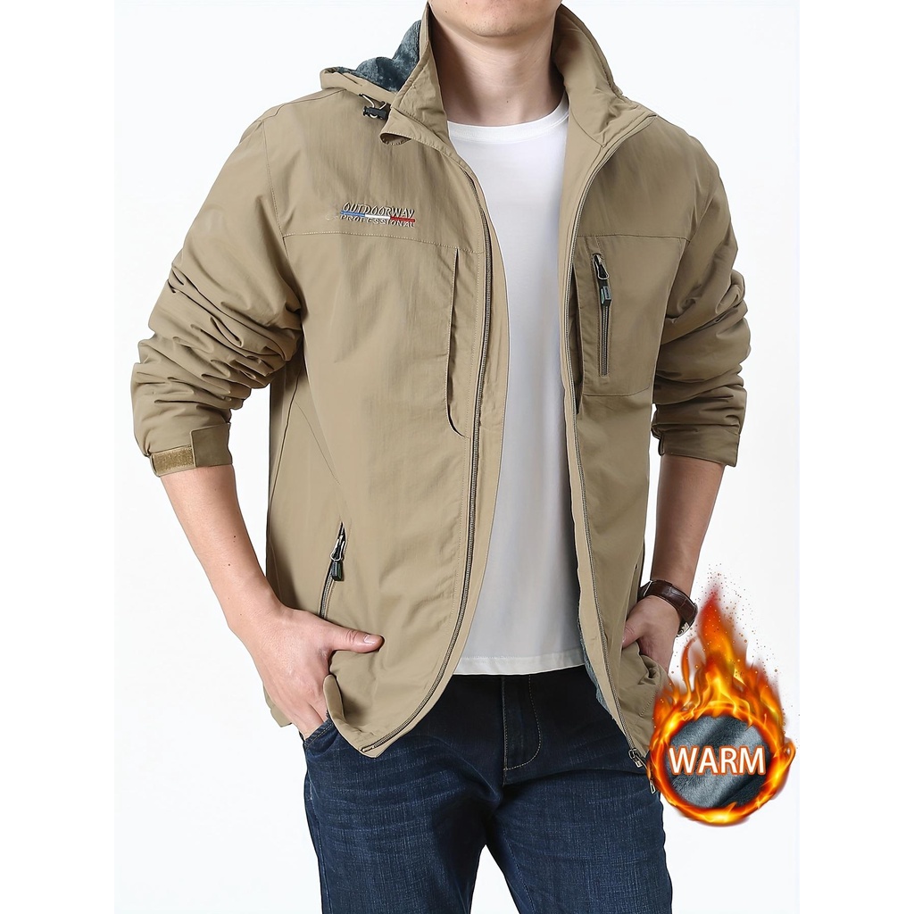 Men solid pocket sale zip up jacket