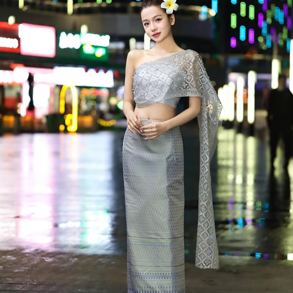 DOREEN The Songkran Festival Costume, Boob Tube Top Glitter Powder Thailand  Festival Skirt Set, Sequin Traditional Beads Ethnic Thai Shawl The Songkran  Festival | Shopee Singapore