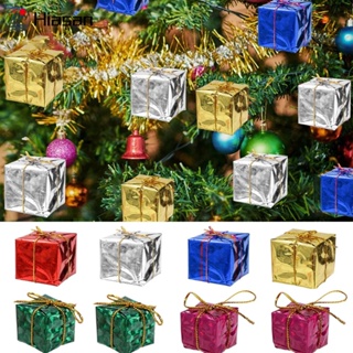 TINKSKY 24pcs Christmas Tree Small Gift Boxes Hanging Decorations Mini  Wrapped Present Boxes Xmas Party Favors 