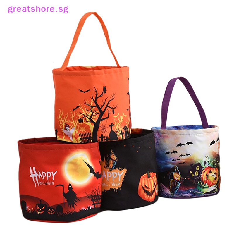 greatshore LED Light Halloween Trick Or Treat Bucket Pumpkin Candy Bags ...