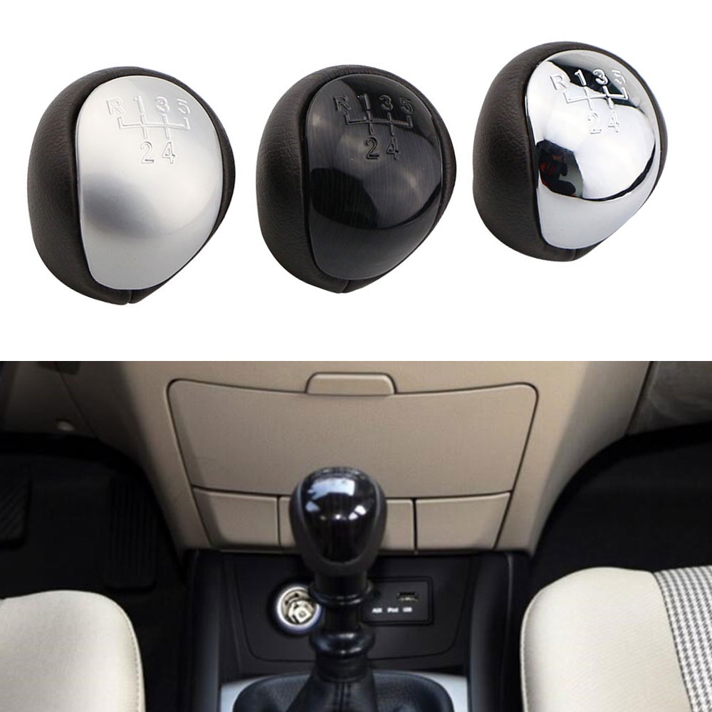 5-Speed Manual Gear Shift Knob – Fit Kia Rio, Hyundai Accent, Santa Fe – Carbon Fiber/Plastic/Metal