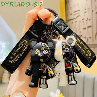 Cute Robot Mechanical Bear Keychain Leather Key Chain for Men Car Key Women  Handbag Pendant Fashion Punk Half Skull Body Keyring