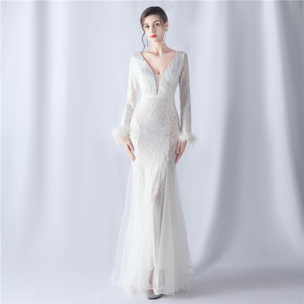 Party Evening Dress Long Shoulder Bride Toast