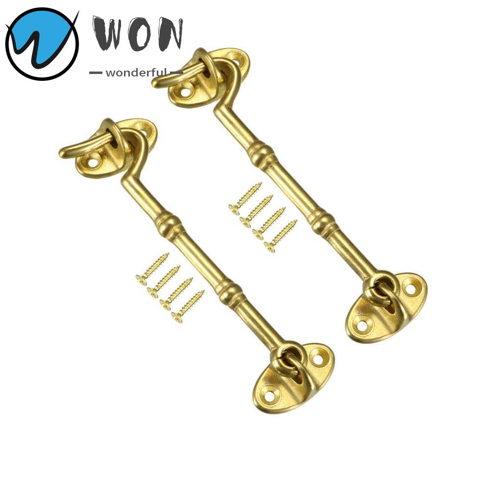 WON 2 Pcs Cabin Hook Eye Latch, Stainless Steel 4 Inch Barn Door Locks