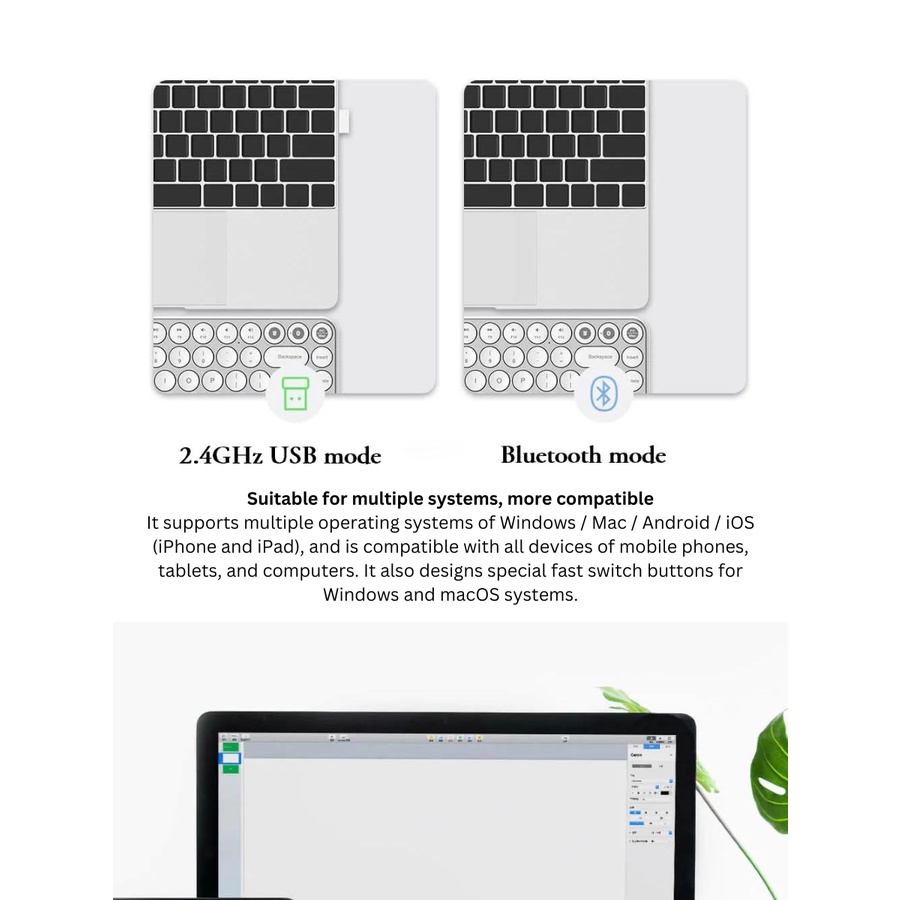 Original Miiiw Dual Mode Bluetooth Keyboard 104 keys 2.4ghz Multi ...