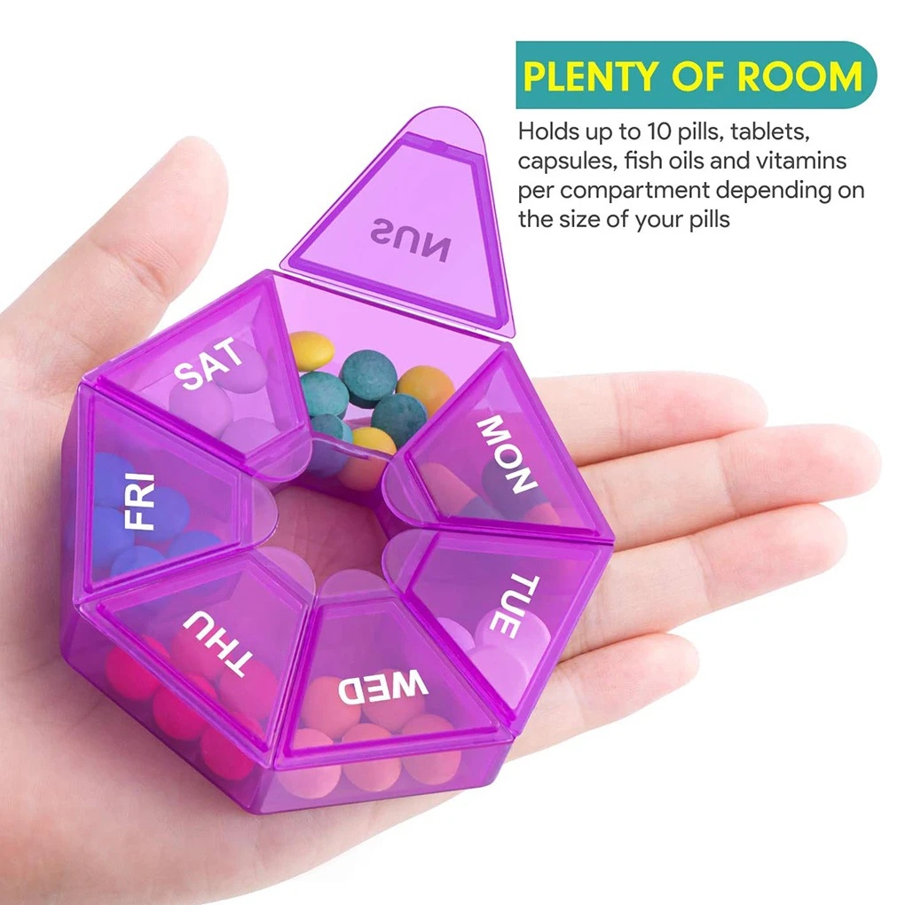 1Pc 7 Grids Pill Case, Plastic 7 Days Candy Box, Portable Storage ...