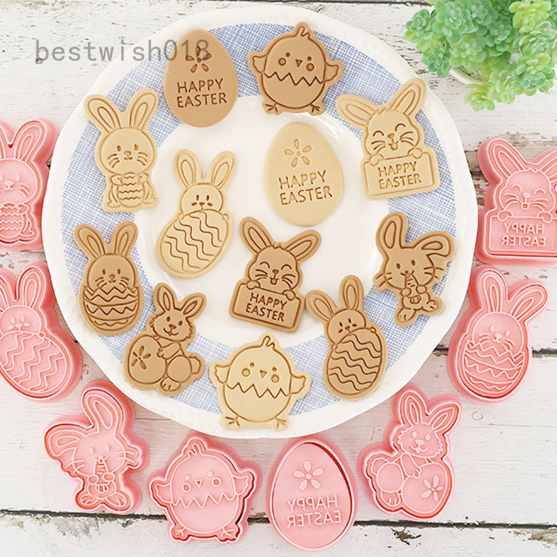 Easter Cookie Cutter Set, 8 PCS Plastic Biscuit Cutters, Funny Cartoon  Cookie Cutters, Easter Biscuit Cutters for DIY Cookie Baking Happy Easter  Eggs