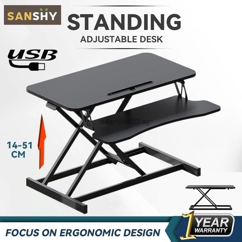 Standing Desk Monitor Stand Height Adjustable Table with Keyboard Tray