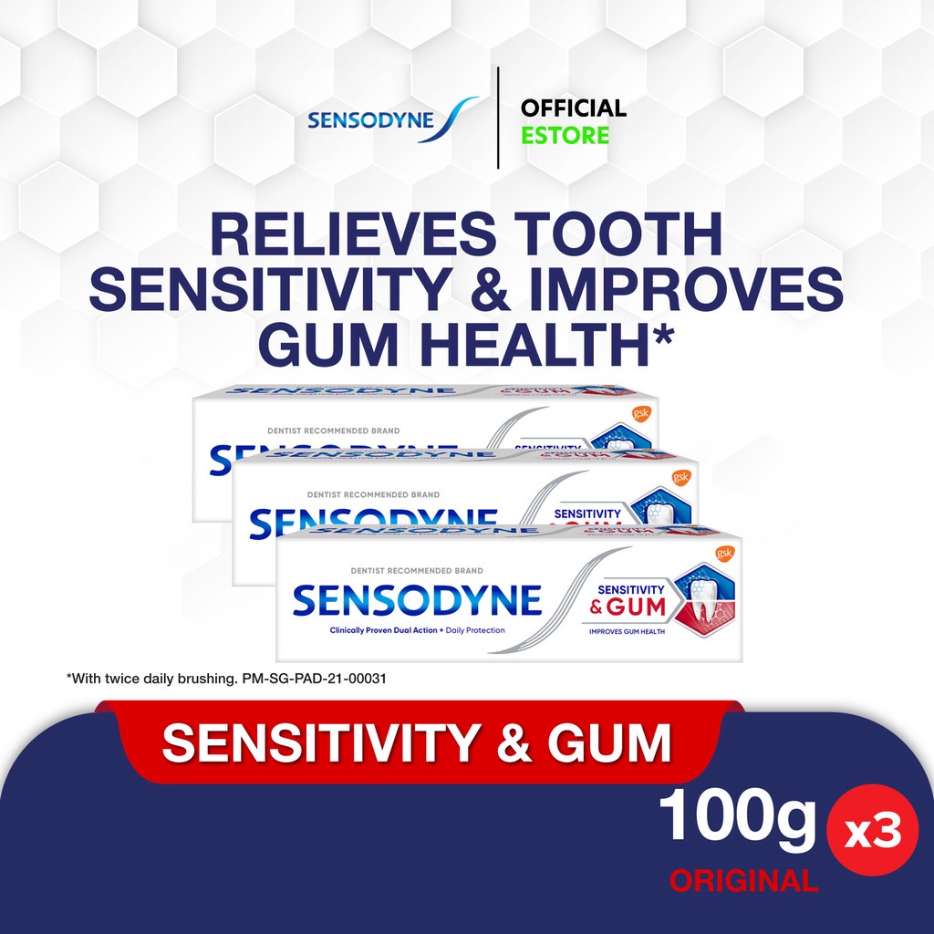 [3 Packs] SENSODYNE Toothpaste Sensitivity and Gum, 2in1, Relieve Tooth Sensitivity and