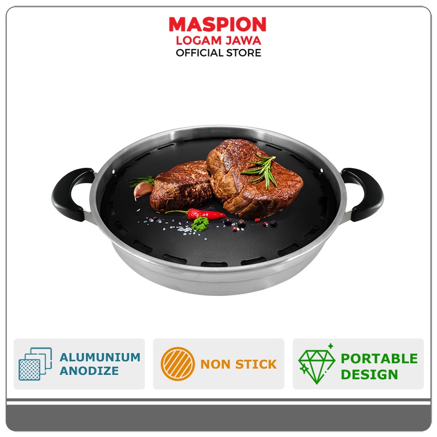 Maspion Maslon Panggangan Alumunium Non Stick Korean Hot Grill 33 cm